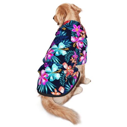 Hunde-Kapuzenpullover mit Blumenmuster, warm, weich und atmungsaktiv, für mittelgroße bis große Hunde, leicht zu tragen, für Winter und Herbst, Blau Hunde-Kapuzenpullover mit Blumenmuster, warm, weich und atmungsaktiv, für mittelgroße bis große Hunde, leicht zu tragen, für Winter und Herbst, Blau von LMNvbz