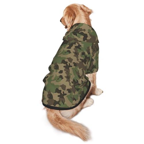 Hunde-Kapuzenpullover mit Camouflage-Muster, warm, weich und atmungsaktiv, für mittelgroße bis große Hunde, leicht zu tragen, für Winter und Herbst, Grün von LMNvbz