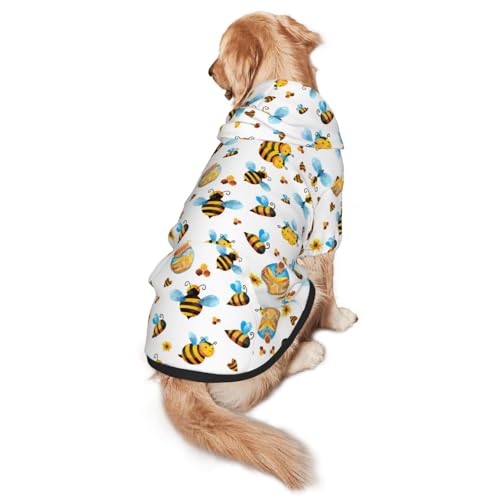 Hunde-Kapuzenpullover mit Cartoon-Bienenmuster, warm, weich und atmungsaktiv, mit Kapuze für mittelgroße bis große Hunde, leicht zu tragen, für Winter und Herbst Hunde-Kapuzenpullover mit Cartoon-Bienenmuster, warm, weich und atmungsaktiv, mit Kapuze für mittelgroße bis große Hunde, leicht zu tragen, für Winter und Herbst von LMNvbz