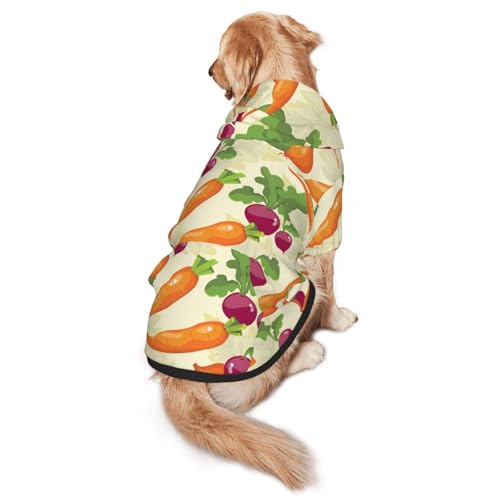 Hunde-Kapuzenpullover mit Cartoon-Gemüse-Druck, warm, weich und atmungsaktiv, für mittelgroße bis große Hunde, leicht zu tragen, für Winter und Herbst Hunde-Kapuzenpullover mit Cartoon-Gemüse-Druck, warm, weich und atmungsaktiv, für mittelgroße bis große Hunde, leicht zu tragen, für Winter und Herbst von LMNvbz