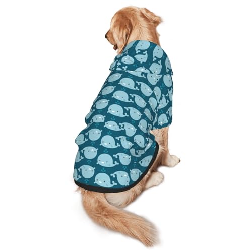 Hunde-Kapuzenpullover mit Cartoon-Wal-Motiv, warm, weich und atmungsaktiv, für mittelgroße bis große Hunde, leicht zu tragen, für Winter und Herbst von LMNvbz