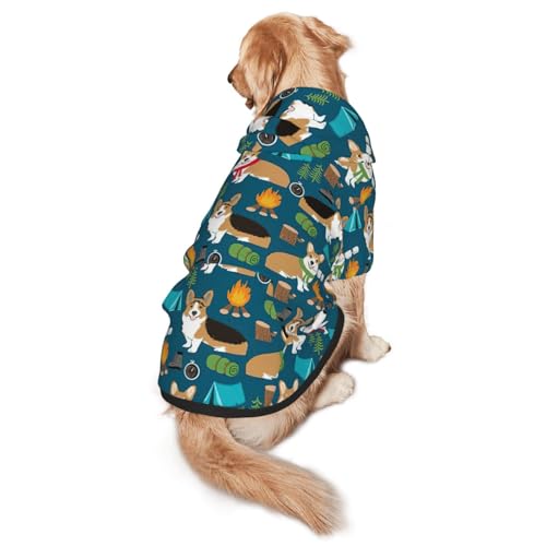Hunde-Kapuzenpullover mit Corgi-Aufdruck, warm, weich und atmungsaktiv, mit Kapuze für mittelgroße bis große Hunde, leicht zu tragen, für Winter und Herbst von LMNvbz