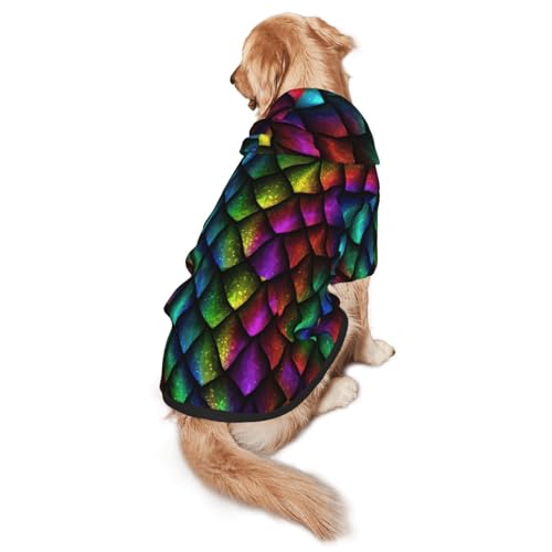 Hunde-Kapuzenpullover mit Drachen-Schuppen-Druck, warm, weich und atmungsaktiv, mit Kapuze für mittelgroße bis große Hunde, leicht zu tragen, für Winter und Herbst von LMNvbz