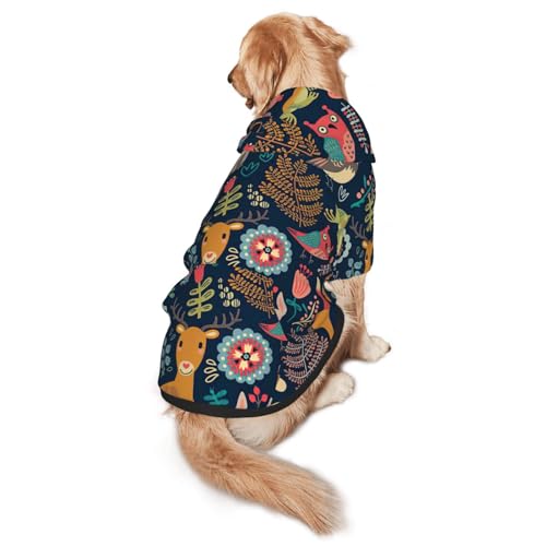 Hunde-Kapuzenpullover mit Eulen-Motiv, Kaninchen, Vogel und Fuchs, warm, weich und atmungsaktiv, mit Kapuze für mittelgroße bis große Hunde, leicht zu tragen, für Winter und Herbst von LMNvbz