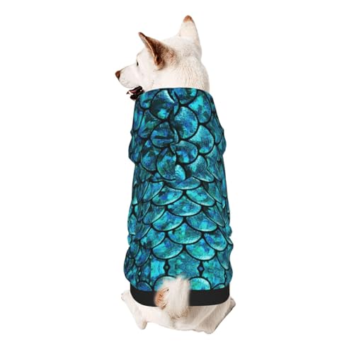 Hunde-Kapuzenpullover mit Fischschuppenmotiv, für kleine Hunde, warm, weich und atmungsaktiv, leicht zu tragen, für Winter und Herbst, warm von LMNvbz