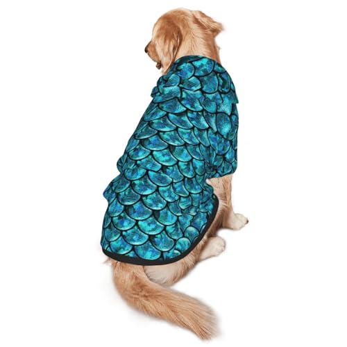 Hunde-Kapuzenpullover mit Fischschuppenmotiv, warm, weich und atmungsaktiv, für mittelgroße bis große Hunde, leicht zu tragen, für Winter und Herbst Hunde-Kapuzenpullover mit Fischschuppenmotiv, warm, weich und atmungsaktiv, für mittelgroße bis große Hunde, leicht zu tragen, für Winter und Herbst von LMNvbz