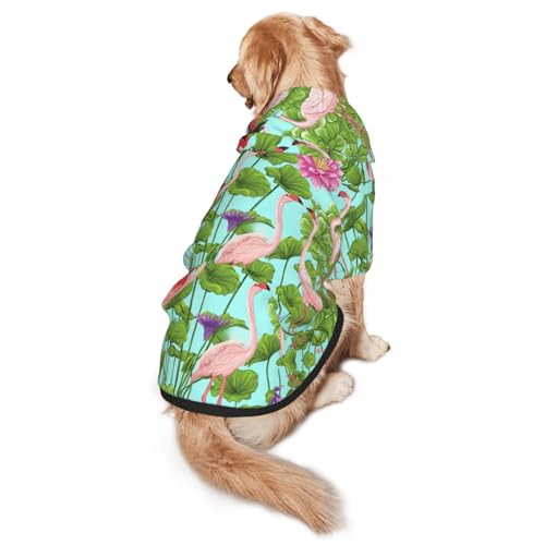 Hunde-Kapuzenpullover mit Flamingo-Motiv und Blumenmuster, warm, weich und atmungsaktiv, für mittelgroße bis große Hunde, leicht zu tragen, für Winter und Herbst Hunde-Kapuzenpullover mit Flamingo-Motiv und Blumenmuster, warm, weich und atmungsaktiv, für mittelgroße bis große Hunde, leicht zu tragen, für Winter und Herbst von LMNvbz
