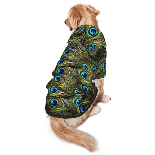 Hunde-Kapuzenpullover mit Frischem Pfauenmuster, warm, weich und atmungsaktiv, für mittelgroße bis große Hunde, leicht zu tragen, für Winter und Herbst von LMNvbz
