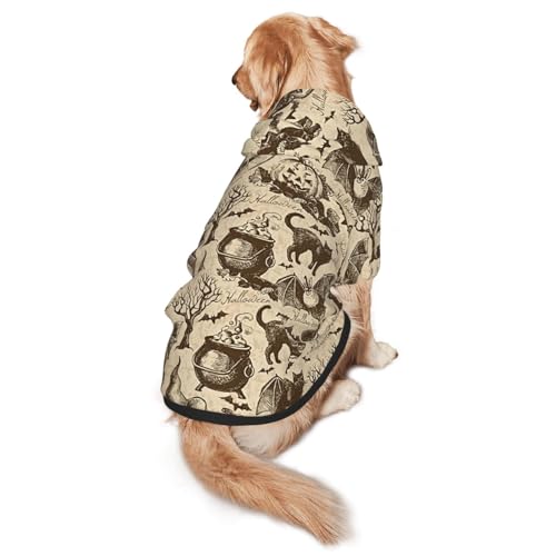 Hunde-Kapuzenpullover mit Hexenhut-Aufdruck, warm, weich und atmungsaktiv, für mittelgroße bis große Hunde, leicht zu tragen, für Winter und Herbst Hunde-Kapuzenpullover mit Hexenhut-Aufdruck, warm, weich und atmungsaktiv, für mittelgroße bis große Hunde, leicht zu tragen, für Winter und Herbst von LMNvbz