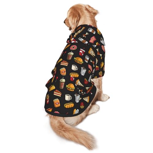Hunde-Kapuzenpullover mit Hühnerbein-Burger-Aufdruck, warm, weich und atmungsaktiv, mit Kapuze für mittelgroße bis große Hunde, leicht zu tragen, für Winter und Herbst Hunde-Kapuzenpullover mit Hühnerbein-Burger-Aufdruck, warm, weich und atmungsaktiv, mit Kapuze für mittelgroße bis große Hunde, leicht zu tragen, für Winter und Herbst von LMNvbz