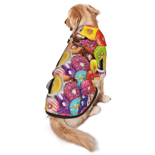Hunde-Kapuzenpullover mit Kaffee- und Donuts-Aufdruck, warm, weich und atmungsaktiv, mit Kapuze für mittelgroße bis große Hunde, leicht zu tragen, für Winter und Herbst Hunde-Kapuzenpullover mit Kaffee- und Donuts-Aufdruck, warm, weich und atmungsaktiv, mit Kapuze für mittelgroße bis große Hunde, leicht zu tragen, für Winter und Herbst von LMNvbz