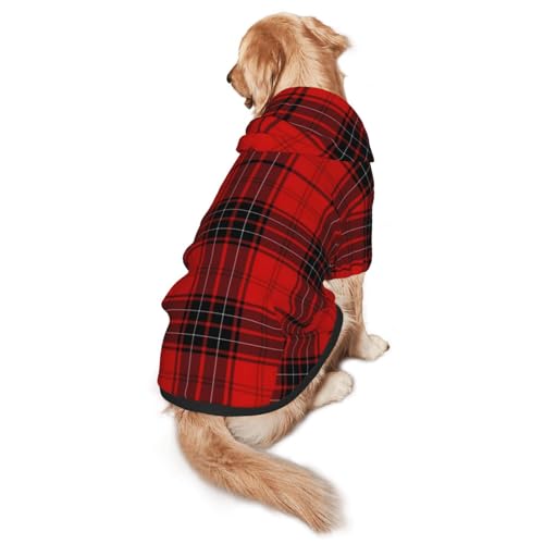 Hunde-Kapuzenpullover mit Karomuster, warm, weich und atmungsaktiv, für mittelgroße bis große Hunde, leicht zu tragen, für Winter und Herbst, Rot und Schwarz Hunde-Kapuzenpullover mit Karomuster, warm, weich und atmungsaktiv, für mittelgroße bis große Hunde, leicht zu tragen, für Winter und Herbst, Rot und Schwarz von LMNvbz