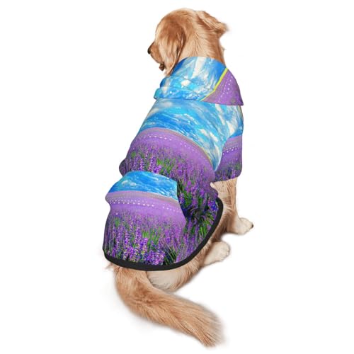 Hunde-Kapuzenpullover mit Lavendelmuster, warm, weich und atmungsaktiv, mit Kapuze für mittelgroße bis große Hunde, leicht zu tragen, für Winter und Herbst von LMNvbz