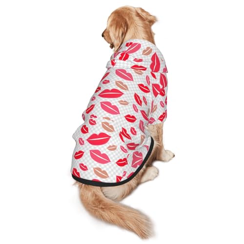 Hunde-Kapuzenpullover mit Lippen-Aufdruck, warm, weich und atmungsaktiv, mit Kapuze für mittelgroße bis große Hunde, leicht zu tragen, für Winter und Herbst Hunde-Kapuzenpullover mit Lippen-Aufdruck, warm, weich und atmungsaktiv, mit Kapuze für mittelgroße bis große Hunde, leicht zu tragen, für Winter und Herbst von LMNvbz