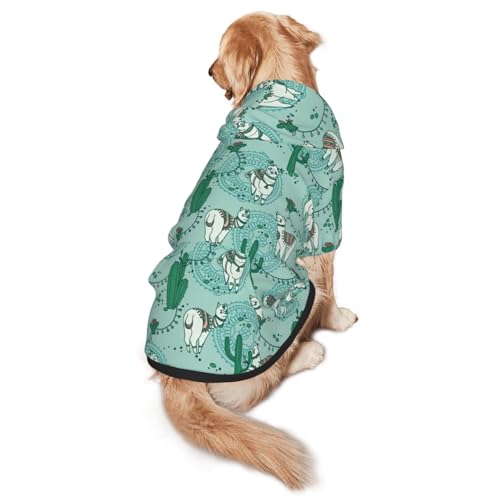 Hunde-Kapuzenpullover mit Llama-Alpaka-Grün, warm, weich und atmungsaktiv, mit Kapuze für mittelgroße bis große Hunde, leicht zu tragen, für Winter und Herbst von LMNvbz
