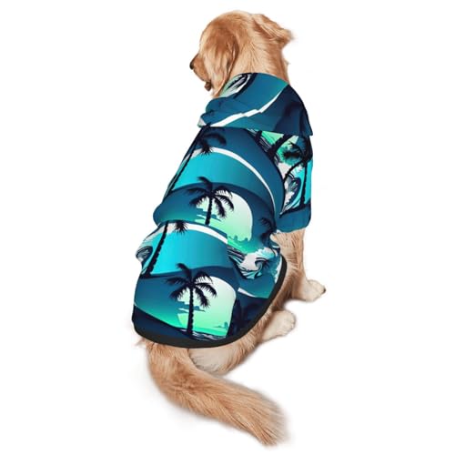 Hunde-Kapuzenpullover mit Rollbrett und Palmen-Wellendruck, warm, weich und atmungsaktiv, für mittelgroße bis große Hunde, leicht zu tragen, für Winter und Herbst von LMNvbz