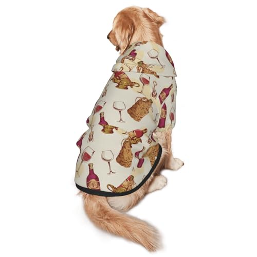 Hunde-Kapuzenpullover mit Rotwein-Aufdruck, warm, weich und atmungsaktiv, mit Kapuze für mittelgroße bis große Hunde, leicht zu tragen, für Winter und Herbst von LMNvbz