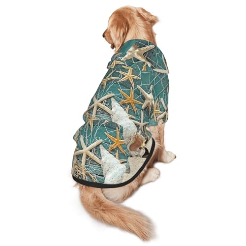 Hunde-Kapuzenpullover mit Seestern-Muschel-Motiv, warm, weich und atmungsaktiv, für mittelgroße bis große Hunde, leicht zu tragen, für Winter und Herbst von LMNvbz