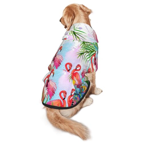 Hunde-Kapuzenpullover mit bemaltem Flamingo-Druck, warm, weich und atmungsaktiv, für mittelgroße bis große Hunde, leicht zu tragen, für Winter und Herbst Hunde-Kapuzenpullover mit bemaltem Flamingo-Druck, warm, weich und atmungsaktiv, für mittelgroße bis große Hunde, leicht zu tragen, für Winter und Herbst von LMNvbz