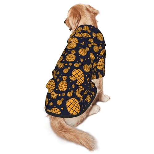 Hunde-Kapuzenpullover mit goldenem Ananas-Druck, warm, weich und atmungsaktiv, für mittelgroße bis große Hunde, leicht zu tragen, für Winter und Herbst Hunde-Kapuzenpullover mit goldenem Ananas-Druck, warm, weich und atmungsaktiv, für mittelgroße bis große Hunde, leicht zu tragen, für Winter und Herbst von LMNvbz