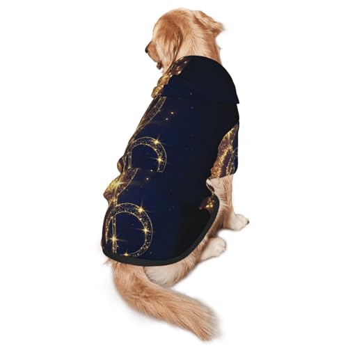 Hunde-Kapuzenpullover mit goldfarbenem Musiknoten mit gefallenem glänzendem Sternendruck, warm, weich und atmungsaktiv, für mittelgroße bis große Hunde, leicht zu tragen, für Winter und Herbst Hunde-Kapuzenpullover mit goldfarbenem Musiknoten mit gefallenem glänzendem Sternendruck, warm, weich und atmungsaktiv, für mittelgroße bis große Hunde, leicht zu tragen, für Winter und Herbst von LMNvbz