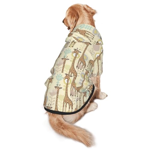 Hunde-Kapuzenpullover mit handgezeichnetem Giraffen-Druck, warm, weich und atmungsaktiv, für mittelgroße bis große Hunde, leicht zu tragen, für Winter und Herbst Hunde-Kapuzenpullover mit handgezeichnetem Giraffen-Druck, warm, weich und atmungsaktiv, für mittelgroße bis große Hunde, leicht zu tragen, für Winter und Herbst von LMNvbz