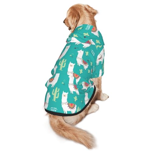Hunde-Kapuzenpullover mit indischem Alpaka-Druck, warm, weich und atmungsaktiv, für mittelgroße bis große Hunde, leicht zu tragen, für Winter und Herbst Hunde-Kapuzenpullover mit indischem Alpaka-Druck, warm, weich und atmungsaktiv, für mittelgroße bis große Hunde, leicht zu tragen, für Winter und Herbst von LMNvbz
