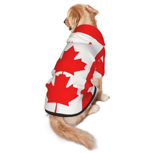 Hunde-Kapuzenpullover mit kanadischer Flagge, warm, weich und atmungsaktiv, mit Kapuze für mittelgroße bis große Hunde, leicht zu tragen, für Winter und Herbst von LMNvbz