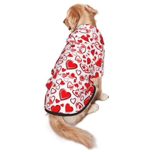 Hunde-Kapuzenpullover mit romantischem Kordeldruck, warm, weich und atmungsaktiv, für mittelgroße bis große Hunde, leicht zu tragen, für Winter und Herbst, Rot Hunde-Kapuzenpullover mit romantischem Kordeldruck, warm, weich und atmungsaktiv, für mittelgroße bis große Hunde, leicht zu tragen, für Winter und Herbst, Rot von LMNvbz