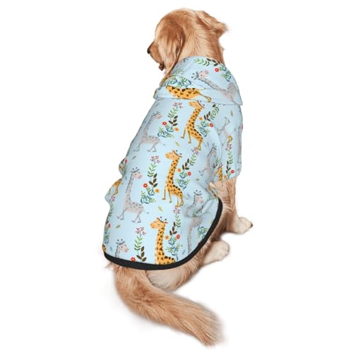 Hunde-Kapuzenpullover mit süßem Giraffen-Blumendruck, warm, weich und atmungsaktiv, für mittelgroße bis große Hunde, leicht zu tragen, für Winter und Herbst Hunde-Kapuzenpullover mit süßem Giraffen-Blumendruck, warm, weich und atmungsaktiv, für mittelgroße bis große Hunde, leicht zu tragen, für Winter und Herbst von LMNvbz