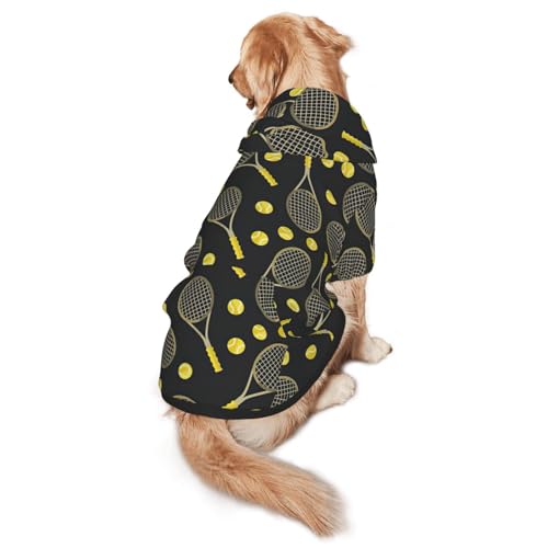 Lustiger Hunde-Kapuzenpullover für Tennisschläger und Tennisbälle, warm, weich und atmungsaktiv, mit Kapuze für mittelgroße bis große Hunde, leicht zu tragen, für Winter und Herbst von LMNvbz
