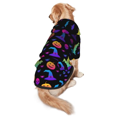 Regenbogen-Hexenhut mit Spinnen-Druck, warm, weich und atmungsaktiv, mit Kapuze für mittelgroße bis große Hunde, leicht zu tragen, für Winter und Herbst Regenbogen-Hexenhut mit Spinnen-Druck, warm, weich und atmungsaktiv, mit Kapuze für mittelgroße bis große Hunde, leicht zu tragen, für Winter und Herbst von LMNvbz