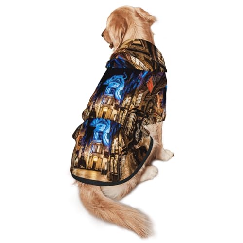 Street Night Hunde-Kapuzenpullover mit Landschaftsaufdruck, warm, weich und atmungsaktiv, für mittelgroße bis große Hunde, leicht zu tragen, für Winter und Herbst Street Night Hunde-Kapuzenpullover mit Landschaftsaufdruck, warm, weich und atmungsaktiv, für mittelgroße bis große Hunde, leicht zu tragen, für Winter und Herbst von LMNvbz