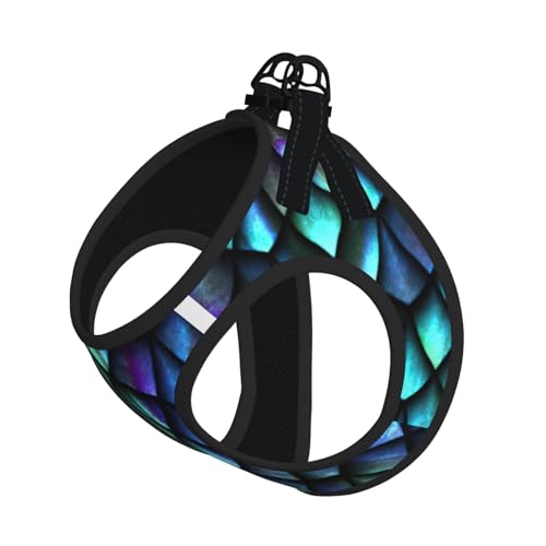 Verstellbares 3D-Geschirr mit Drachenschuppen-Muster, für Katzen und Hunde, weich, atmungsaktiv, Kätzchen-Welpen-Netzweste mit reflektierendem Design, ausbruchsichere Leine für kleine Haustiere von LMNvbz