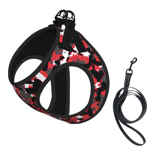 Verstellbares Geschirr-Set für Katzen und Hunde, Camouflage-Druck, weich, atmungsaktiv, Kätzchen-Welpen-Netzweste mit reflektierendem Design, ausbruchsichere Leine für kleine Haustiere von LMNvbz