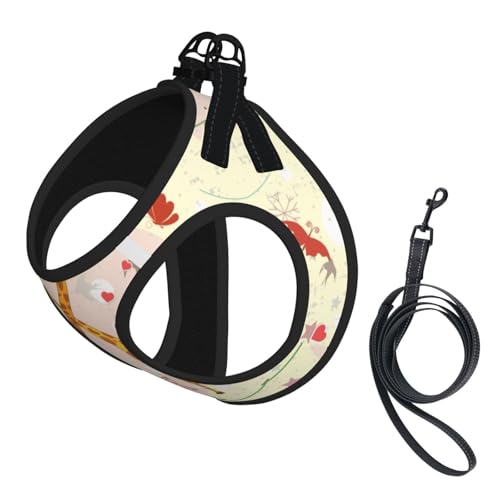 Verstellbares Geschirr-Set für Katzen und Hunde, Giraffen-Herz-, Blumen- und Schmetterlings-Druck, weich, atmungsaktiv, Kätzchen-Welpen-Netzweste mit reflektierendem Design, ausbruchsichere Leine für Verstellbares Geschirr-Set für Katzen und Hunde, Giraffen-Herz-, Blumen- und Schmetterlings-Druck, weich, atmungsaktiv, Kätzchen-Welpen-Netzweste mit reflektierendem Design, ausbruchsichere Leine für von LMNvbz