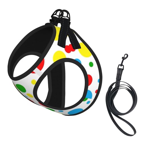 Verstellbares Geschirr-Set für Katzen und Hunde, bunt, gepunktet, weich, atmungsaktiv, für Kätzchen, Welpen, Netzweste mit reflektierendem Design, ausbruchsichere Leine für kleine Haustiere Verstellbares Geschirr-Set für Katzen und Hunde, bunt, gepunktet, weich, atmungsaktiv, für Kätzchen, Welpen, Netzweste mit reflektierendem Design, ausbruchsichere Leine für kleine Haustiere von LMNvbz