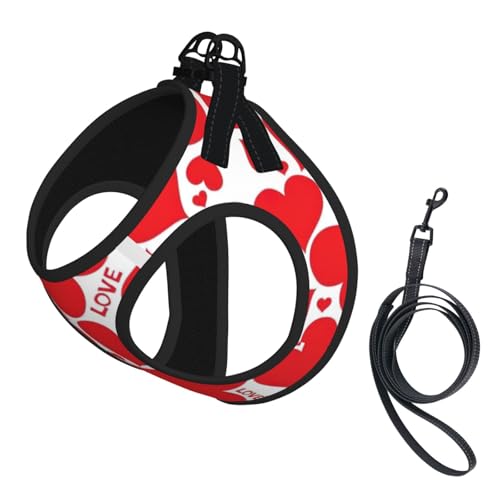 Verstellbares Geschirr-Set für Katzen und Hunde, mit Herz-Aufdruck, weich, atmungsaktiv, für Kätzchen, Welpen, Netzweste, reflektierendes Design, ausbruchsichere Leine für kleine Haustiere Verstellbares Geschirr-Set für Katzen und Hunde, mit Herz-Aufdruck, weich, atmungsaktiv, für Kätzchen, Welpen, Netzweste, reflektierendes Design, ausbruchsichere Leine für kleine Haustiere von LMNvbz