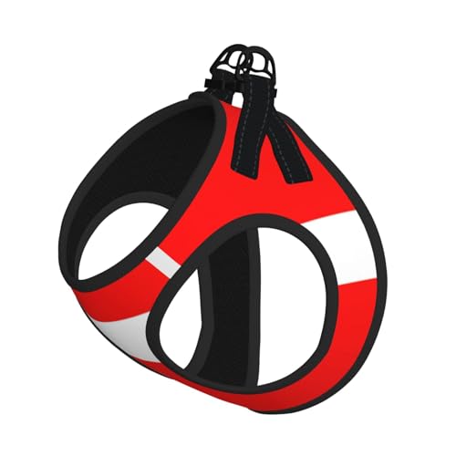 Verstellbares Geschirr-Set für Katzen und Hunde, mit dänischer Flagge, weich, atmungsaktiv, mit reflektierendem Design, ausbruchsichere Leine für kleine Haustiere, Spaziergangstraining von LMNvbz