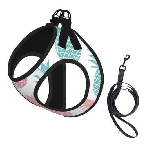 Verstellbares Geschirr-Set für Katzen und Hunde, mit farbigem Ananas-Druck, weich, atmungsaktiv, für Kätzchen, Welpen, Netzweste mit reflektierendem Design, ausbruchsichere Leine für kleine Haustiere Verstellbares Geschirr-Set für Katzen und Hunde, mit farbigem Ananas-Druck, weich, atmungsaktiv, für Kätzchen, Welpen, Netzweste mit reflektierendem Design, ausbruchsichere Leine für kleine Haustiere von LMNvbz