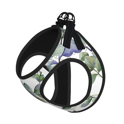 Verstellbares Geschirr-Set für Katzen und Hunde, mit grünem Eukalyptusblätter-Druck, weich, atmungsaktiv, für Kätzchen, Welpen, Netzweste mit reflektierendem Design, ausbruchsichere Leine für kleine von LMNvbz