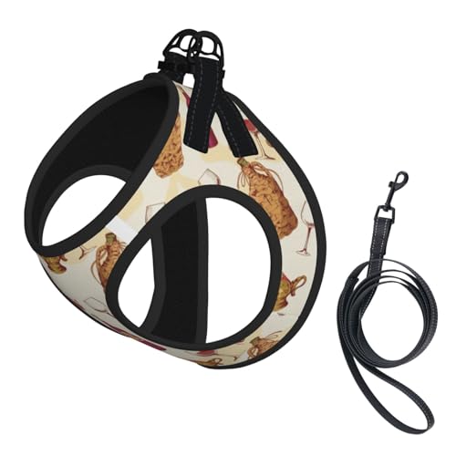 Verstellbares Geschirr-Set für Katzen und Hunde, weich, atmungsaktiv, mit reflektierendem Design, ausbruchsichere Leine für kleine Haustiere, Rotwein-Aufdruck Verstellbares Geschirr-Set für Katzen und Hunde, weich, atmungsaktiv, mit reflektierendem Design, ausbruchsichere Leine für kleine Haustiere, Rotwein-Aufdruck von LMNvbz