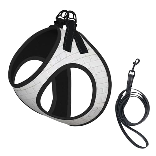 Verstellbares Geschirr-Set für Katzen und Hunde, weich, atmungsaktiv, mit reflektierendem Design, ausbruchsichere Leine für kleine Haustiere, altweißes Ziegelstein-Design Verstellbares Geschirr-Set für Katzen und Hunde, weich, atmungsaktiv, mit reflektierendem Design, ausbruchsichere Leine für kleine Haustiere, altweißes Ziegelstein-Design von LMNvbz