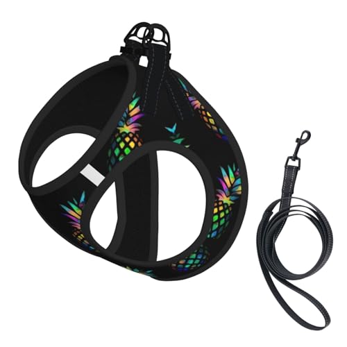 Verstellbares Geschirr-Set mit Ananas-Aufdruck, für Katzen und Hunde, weich, atmungsaktiv, Kätzchen-Welpen-Netzweste mit reflektierendem Design, ausbruchsichere Leine für kleine Haustiere Verstellbares Geschirr-Set mit Ananas-Aufdruck, für Katzen und Hunde, weich, atmungsaktiv, Kätzchen-Welpen-Netzweste mit reflektierendem Design, ausbruchsichere Leine für kleine Haustiere von LMNvbz
