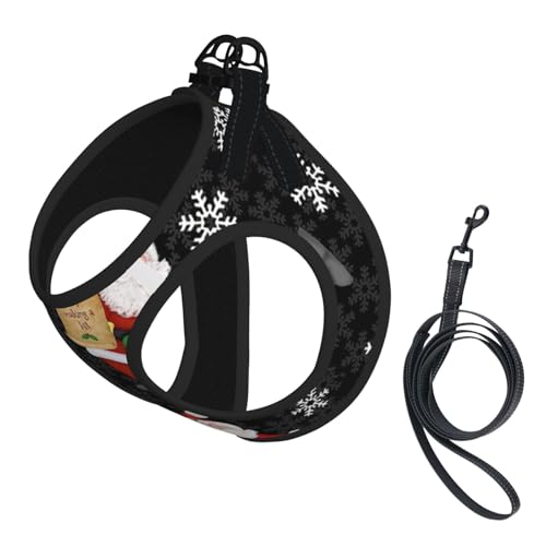 Verstellbares Geschirr-Set mit Aufschrift "Merry Christmas", für Katzen und Hunde, weich, atmungsaktiv, für Kätzchen, Welpen, Netzweste mit reflektierendem Design, ausbruchsichere Leine für kleine Verstellbares Geschirr-Set mit Aufschrift "Merry Christmas", für Katzen und Hunde, weich, atmungsaktiv, für Kätzchen, Welpen, Netzweste mit reflektierendem Design, ausbruchsichere Leine für kleine von LMNvbz