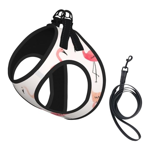 Verstellbares Geschirr-Set mit Flamingo-Aufdruck für Katzen und Hunde, weich, atmungsaktiv, Kätzchen-Welpen-Netzweste mit reflektierendem Design, ausbruchsichere Leine für kleine Haustiere Verstellbares Geschirr-Set mit Flamingo-Aufdruck für Katzen und Hunde, weich, atmungsaktiv, Kätzchen-Welpen-Netzweste mit reflektierendem Design, ausbruchsichere Leine für kleine Haustiere von LMNvbz
