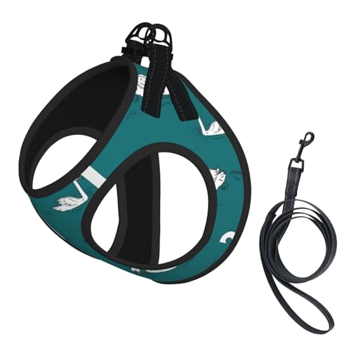 Verstellbares Geschirr-Set mit niedlichem Schwänen-Druck, für Katzen und Hunde, weich, atmungsaktiv, Kätzchen-Welpen-Netzweste mit reflektierendem Design, ausbruchsichere Leine für kleine Haustiere Verstellbares Geschirr-Set mit niedlichem Schwänen-Druck, für Katzen und Hunde, weich, atmungsaktiv, Kätzchen-Welpen-Netzweste mit reflektierendem Design, ausbruchsichere Leine für kleine Haustiere von LMNvbz