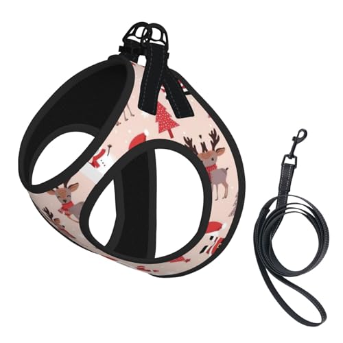 Verstellbares Geschirr-Set mit niedlichem Weihnachtsmotiv. Für Katzen und Hunde, weich, atmungsaktiv, Kätzchen-Welpen-Netzweste mit reflektierendem Design, ausbruchsichere Leine für kleine Haustiere Verstellbares Geschirr-Set mit niedlichem Weihnachtsmotiv. Für Katzen und Hunde, weich, atmungsaktiv, Kätzchen-Welpen-Netzweste mit reflektierendem Design, ausbruchsichere Leine für kleine Haustiere von LMNvbz