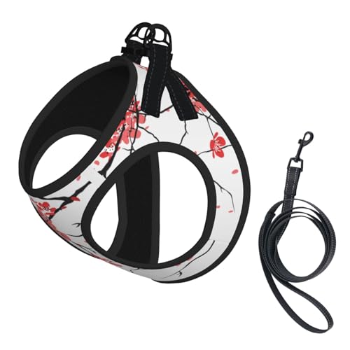 Verstellbares Geschirr-Set mit zartem Kirschblüten-Druck, für Katzen und Hunde, weich, atmungsaktiv, Kätzchen-Welpen-Netzweste mit reflektierendem Design, ausbruchsichere Leine für kleine Haustiere Verstellbares Geschirr-Set mit zartem Kirschblüten-Druck, für Katzen und Hunde, weich, atmungsaktiv, Kätzchen-Welpen-Netzweste mit reflektierendem Design, ausbruchsichere Leine für kleine Haustiere von LMNvbz