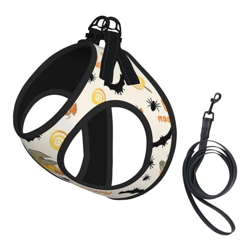 Verstellbares Geschirr für Katzen und Hunde, Halloween-Kürbis- und Eulen-Druck, weich, atmungsaktiv, Kätzchen-Welpen-Netzweste mit reflektierendem Design, ausbruchsichere Leine für kleine Haustiere Verstellbares Geschirr für Katzen und Hunde, Halloween-Kürbis- und Eulen-Druck, weich, atmungsaktiv, Kätzchen-Welpen-Netzweste mit reflektierendem Design, ausbruchsichere Leine für kleine Haustiere von LMNvbz